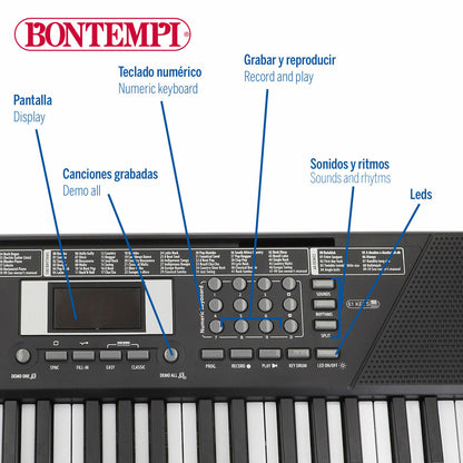 Pian Electronic Bontempi 75 x 20 x 22 cm (2 Unități) - Jucarii si jocuri, Instrumente muzicale pentru copii