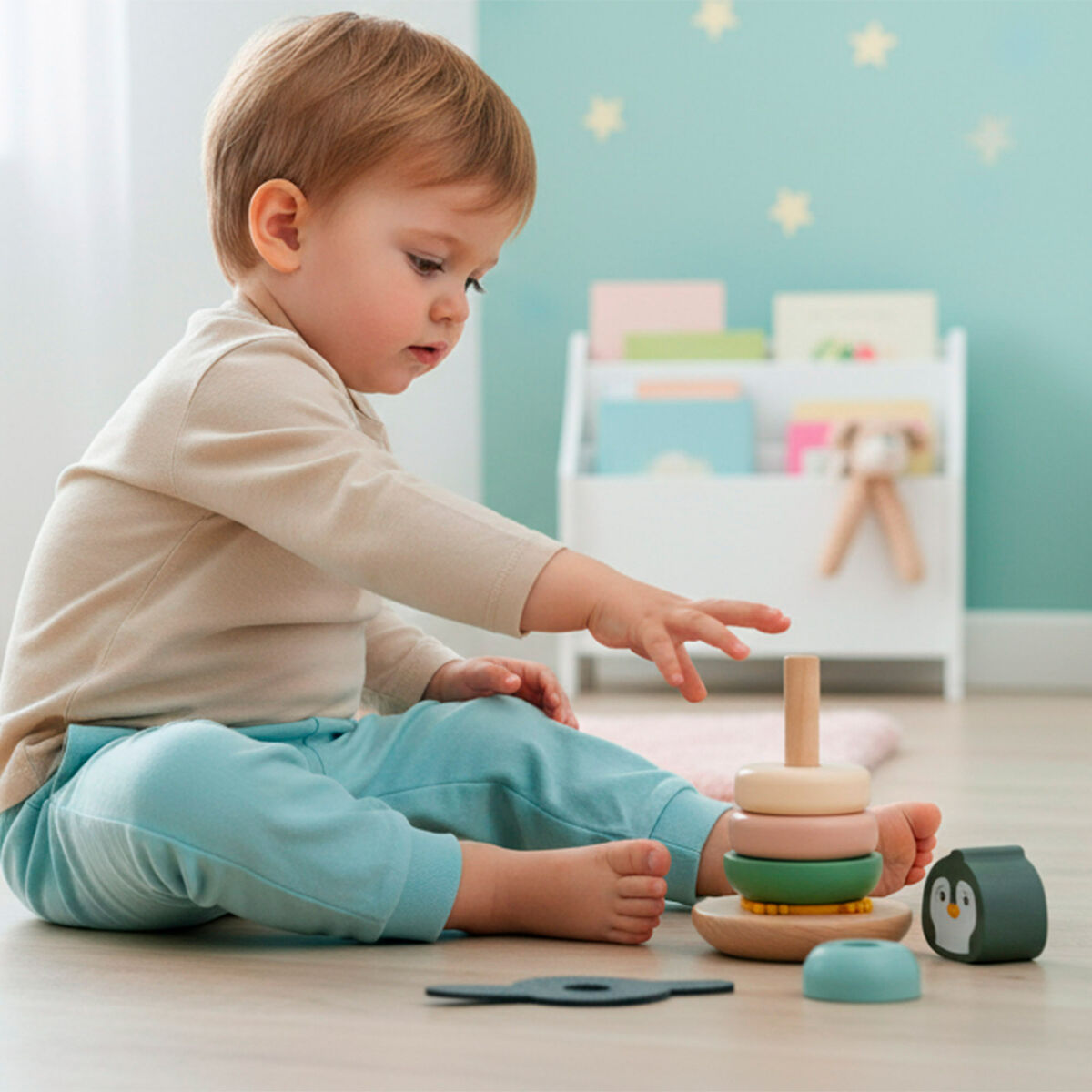 Joc din lemn Woomax 22 x 22 x 6 cm (2 Unități) - Bebelus, Jucăriile copilăriei timpurii