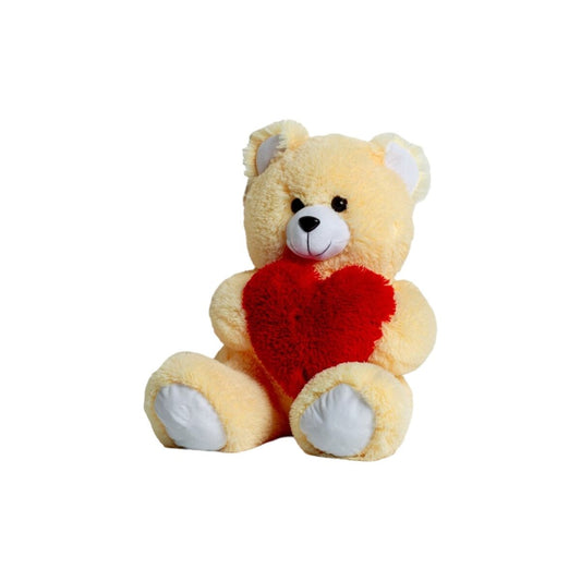 Urs de Pluș GO GIFT FRANK 50 CR Crem Flauș Inimă 50 cm - Jucarii si jocuri, Jucării de pluș
