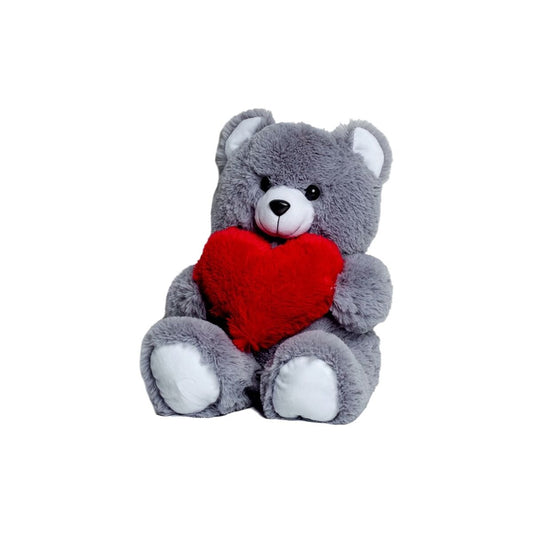 Urs de Pluș GO GIFT FRANK 50 GR Gri Flauș Inimă 50 cm - Jucarii si jocuri, Jucării de pluș