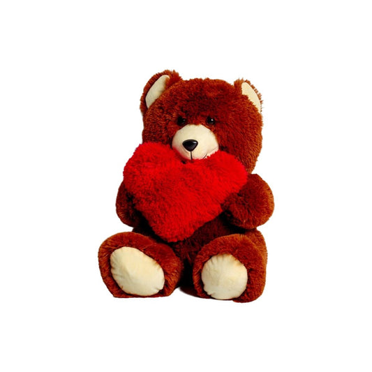 Urs de Pluș GO GIFT FRANK 50 BR Maro Flauș Inimă 50 cm - Jucarii si jocuri, Jucării de pluș