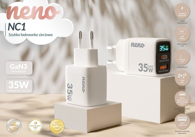 Adaptor priza 35W cu incarcare rapida si protectie supracurent