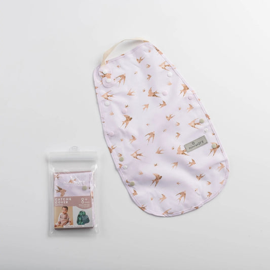Baveta bebelusi 2 in 1 Miniware Catch & Cover, Golden Swallow -