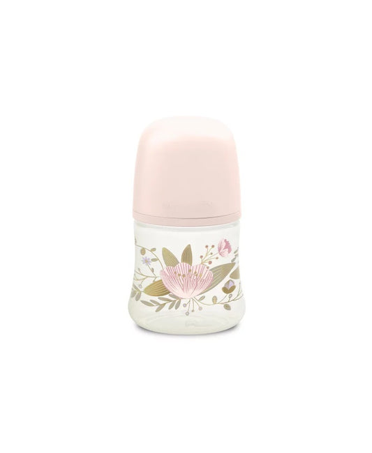 Biberon 150 ml tetină fiziologică SX Pro cu debit lent Roz Gold Premium