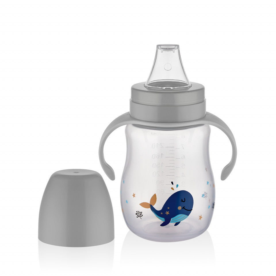 Biberon cu toarte si tetina din silicon BabyJem