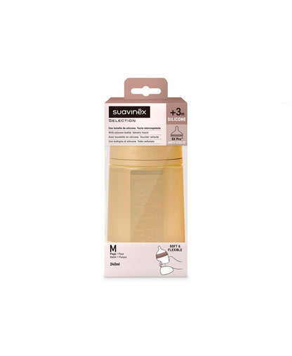 Biberon din silicon, 240ml, Colour Essence SX Pro debit mediu, galben muștar