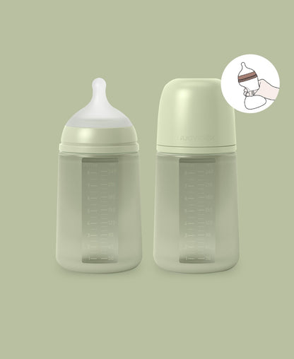 Biberon din silicon, 240ml, Colour Essence SX Pro debit mediu, verde