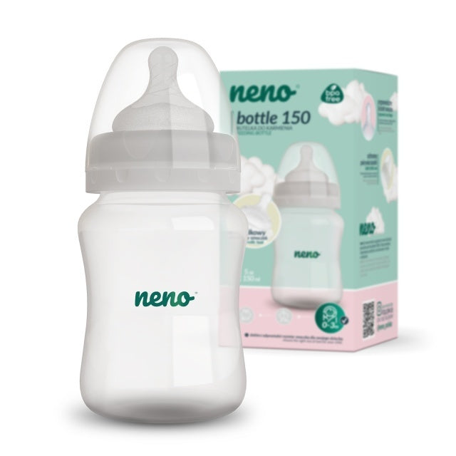 Biberon Neno 150 ml cu tetina silicon, anti-colici, debit lent
