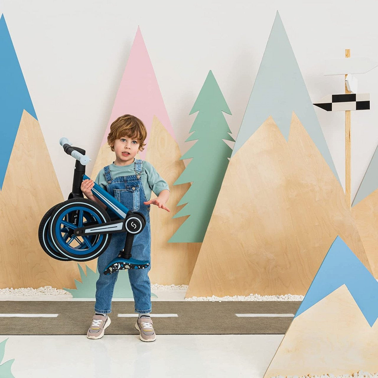 Bicicleta pliabila fara pedale Skiddou Ronny, Denim, Albastru