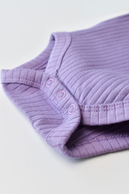 Body Bebe Unisex cu maneca lunga din 95% bumbac organic cu 5% elastan - Mov, BabyCosy