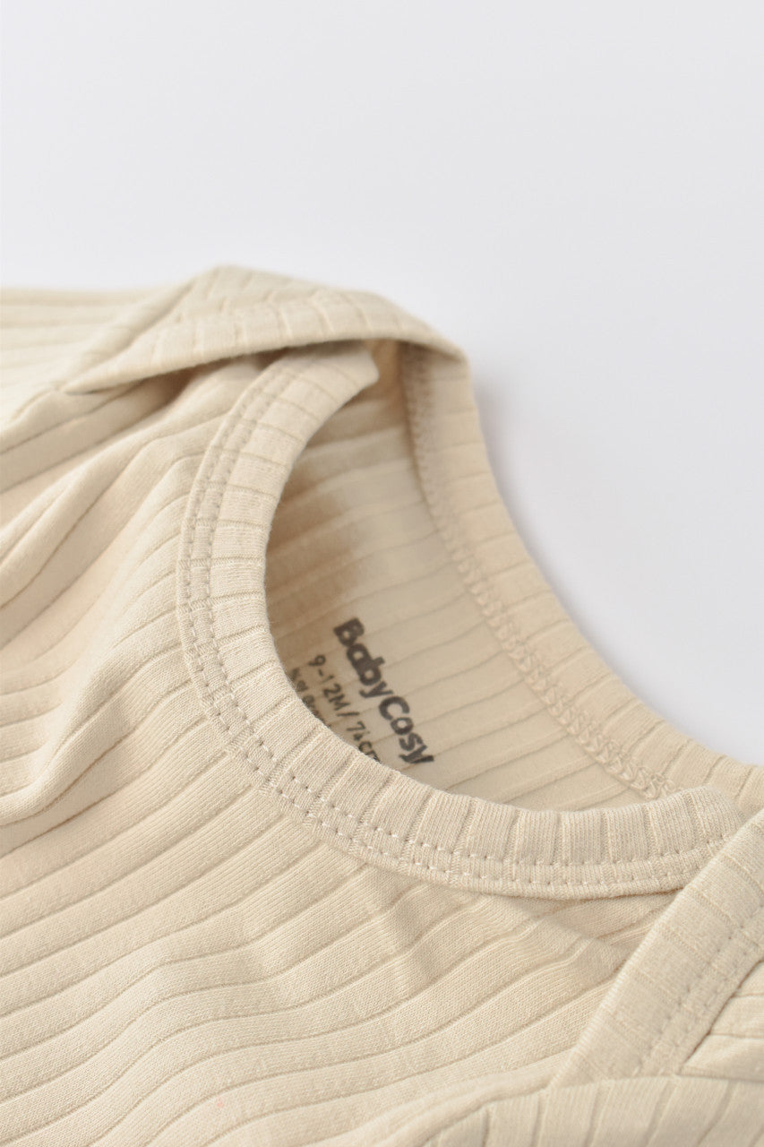 Body Bebe Unisex cu maneca lunga din 95% bumbac organic cu 5% elastan - Crem, BabyCosy