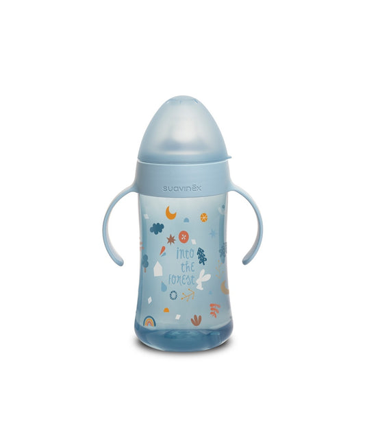 Cana cu muștiuc de silicon, 270 ml, albastru, Forest, Suavinex -