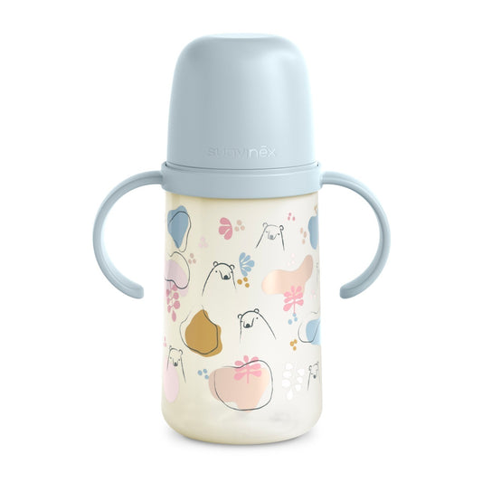 Cana cu muștiuc din silicon, 270 ml, Bears, albastru, Suavinex -