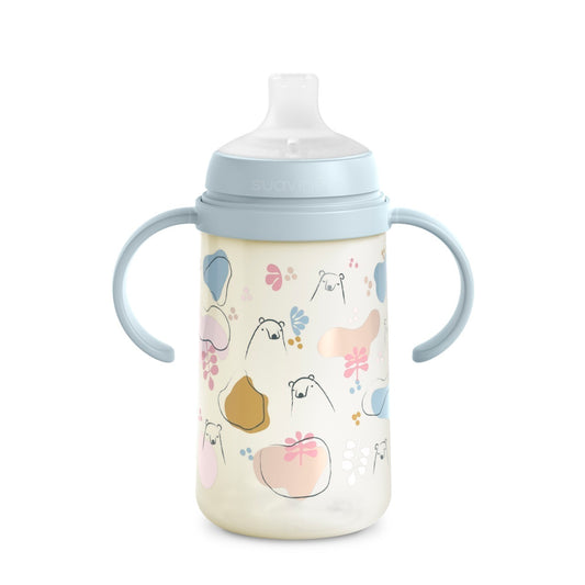 Cana cu muștiuc din silicon, 270 ml, Bears, albastru, Suavinex -