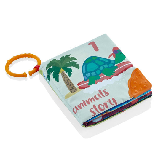 Cartea interactiva pentru bebelusi cu accesoriu de dentitie BabyJem - Carte pentru bebelusi