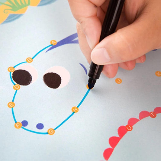 Carticele dot-to-do cu numere sau litere Drool - Desenat, Colorat si Decupat