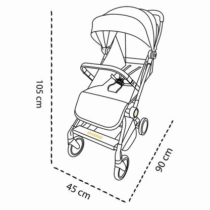 Carucior sport pliabil avion Skiddou Espoo Normandic Dream, ultracompact pentru calatorii, Gri