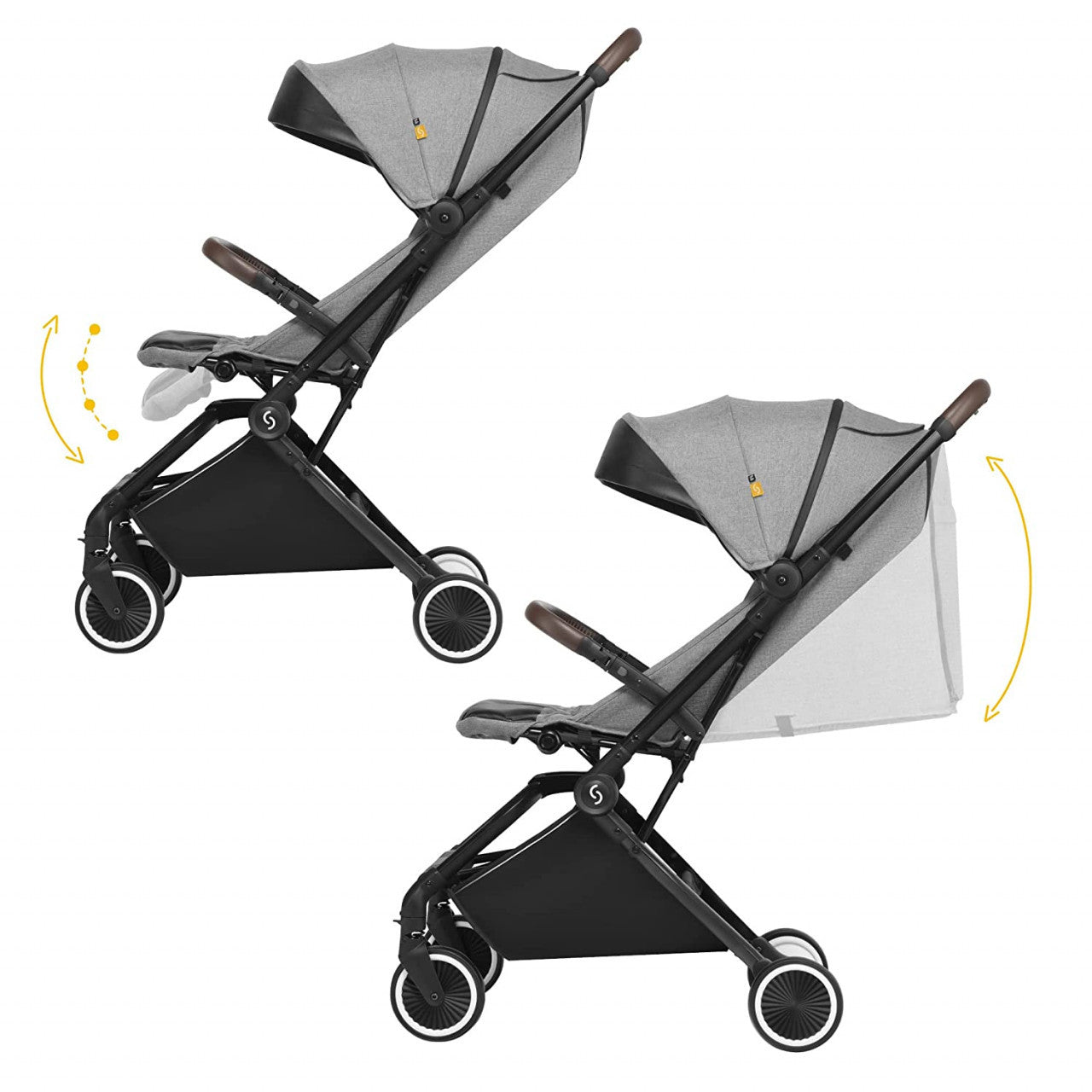 Carucior sport pliabil Skiddou Espoo+ Evening Shadow, ultracompact pentru calatorii, Gri inchis