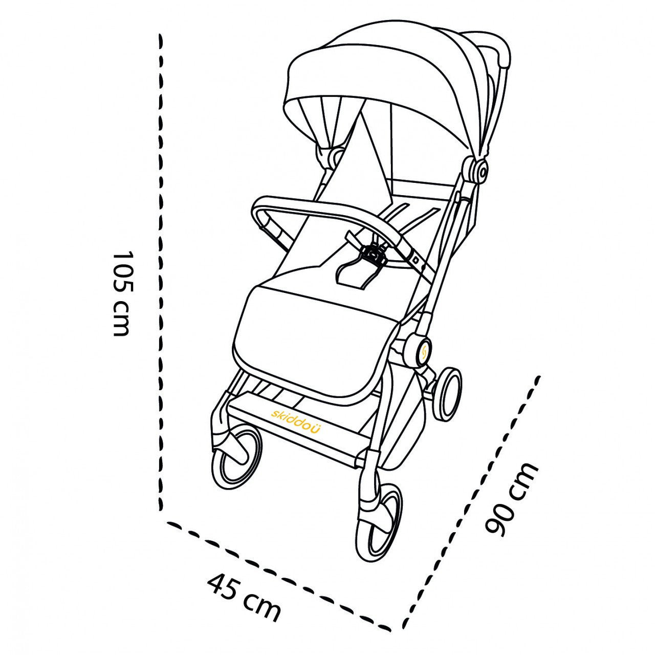 Carucior sport pliabil Skiddou Espoo+ Onyx, ultracompact pentru calatorii, Negru
