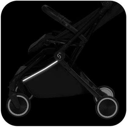 Carucior sport pliabil Skiddou Espoo+ Onyx, ultracompact pentru calatorii, Negru