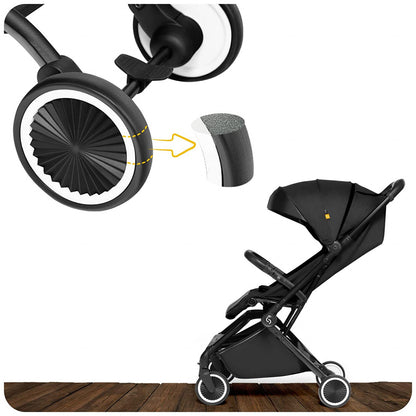 Carucior sport pliabil Skiddou Espoo+ Onyx, ultracompact pentru calatorii, Negru
