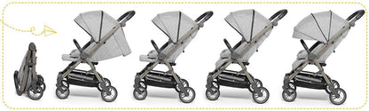 Carucior sport pliabil Skiddou Mell Normandic dream, ultracompact pentru calatorii, Gri deschis