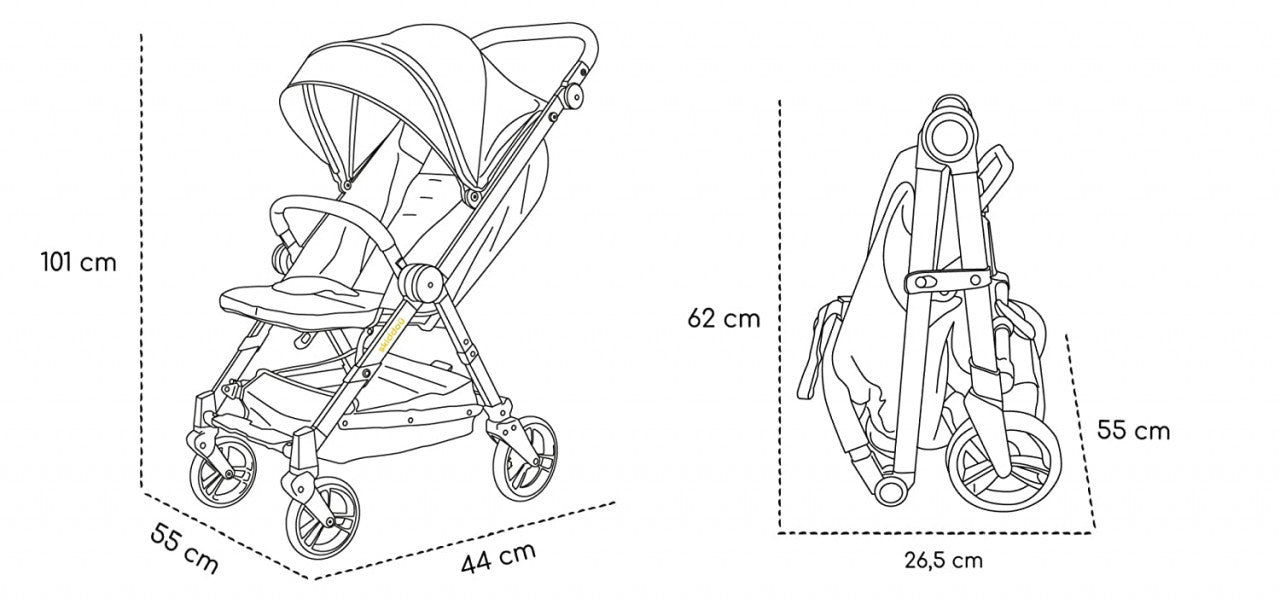 Carucior sport pliabil Skiddou Mell Onyx, ultracompact pentru calatorii, Negru