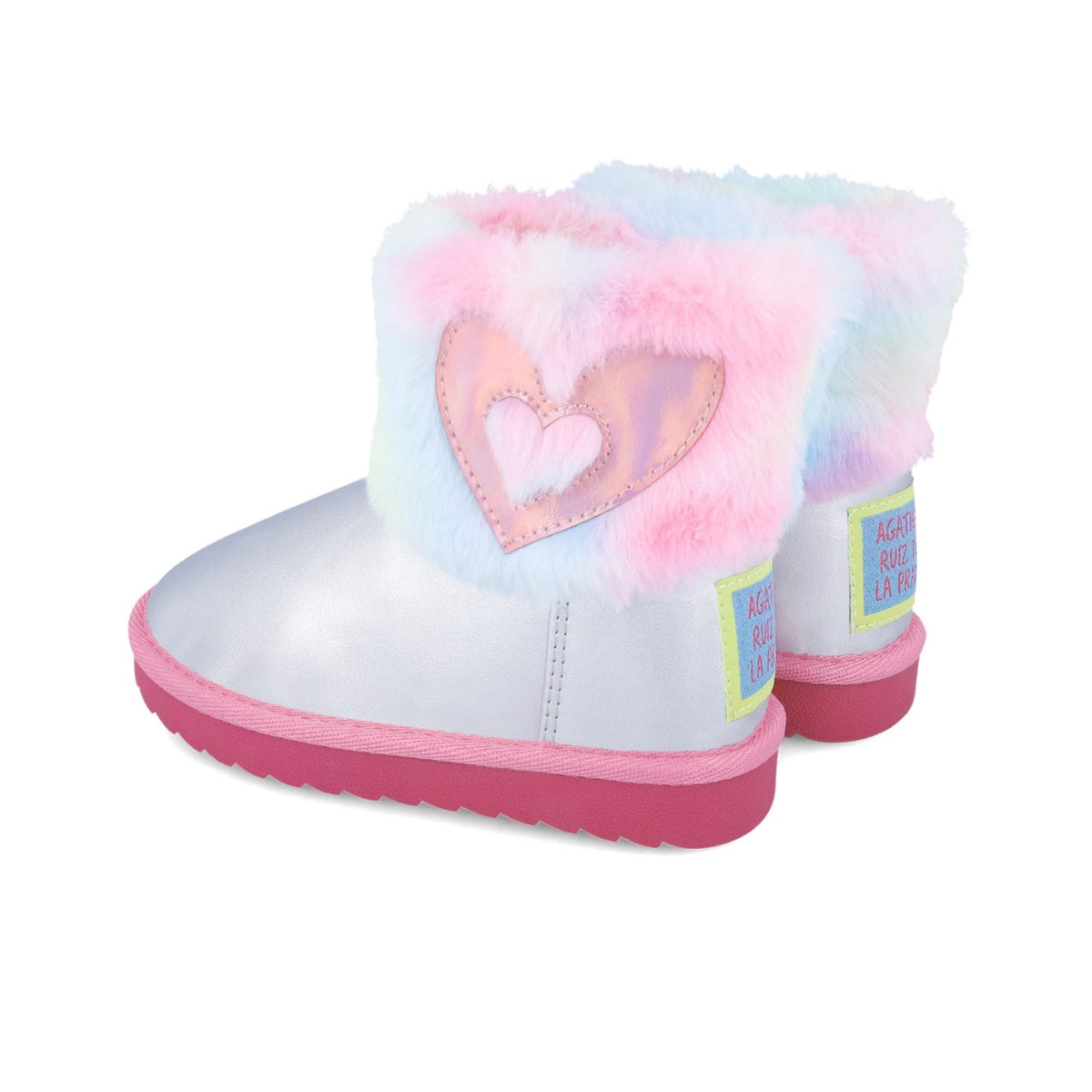Cizmulite pentru fetite Inimioara, Agatha Ruiz De La Prada, argintiu -