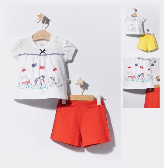 Compleu 2 piese cu pisicute pentru bebelusi, Tongs baby - Pantaloni, Tricou