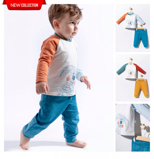 Compleu 2 piese Dogs pentru baietei, Tongs baby - Bluza, Pantaloni