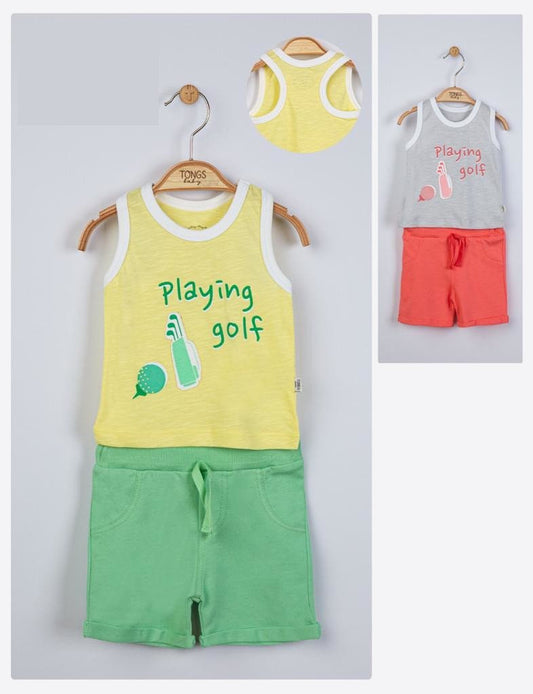 Compleu 2 piese Playing golf pentru baietei, Tongs baby - Maiou, Pantaloni
