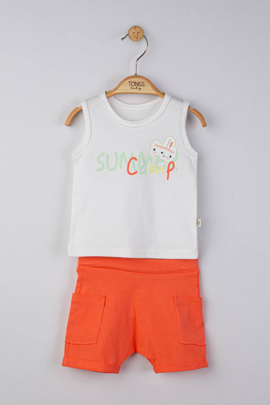 Compleu 2 piese Summer camp pentru baietei, Tongs baby - Maiou, Pantaloni