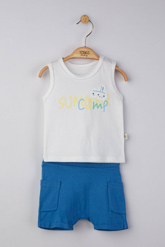 Compleu 2 piese Summer camp pentru baietei, Tongs baby - Maiou, Pantaloni