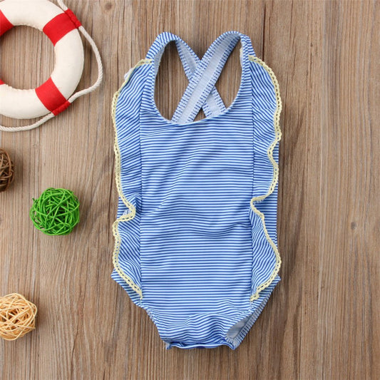Costum de baie bleu cu dantela galbena Drool - Costume de baie copii