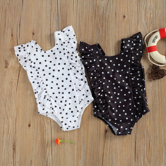 Costum de baie cu bulinute alb/negru Drool - Costume de baie copii
