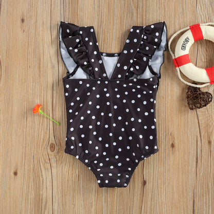 Costum de baie cu bulinute alb/negru Drool