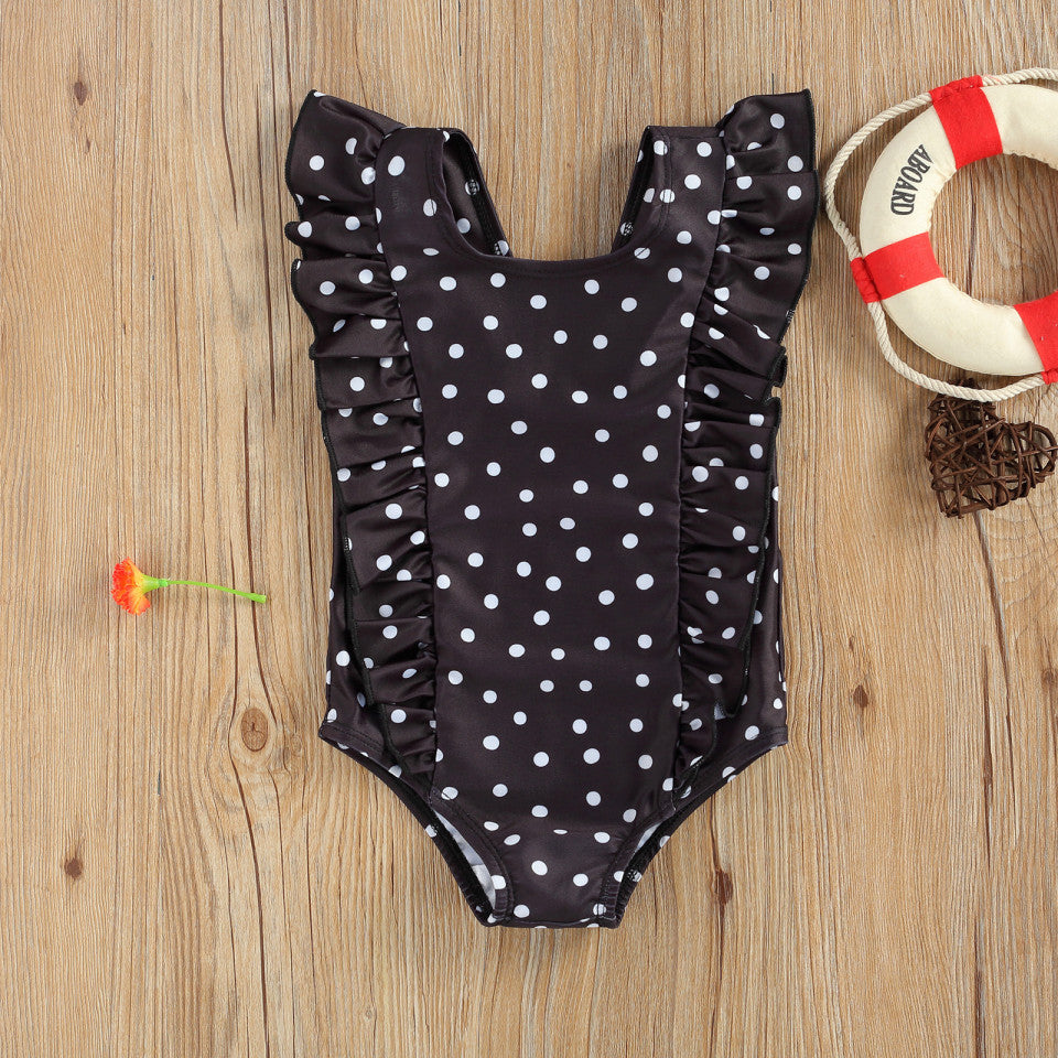 Costum de baie cu bulinute alb/negru Drool