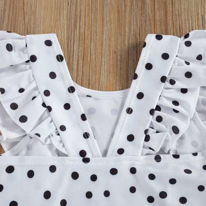 Costum de baie cu bulinute alb/negru Drool