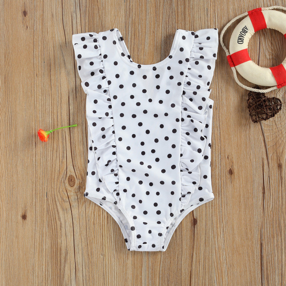 Costum de baie cu bulinute alb/negru Drool