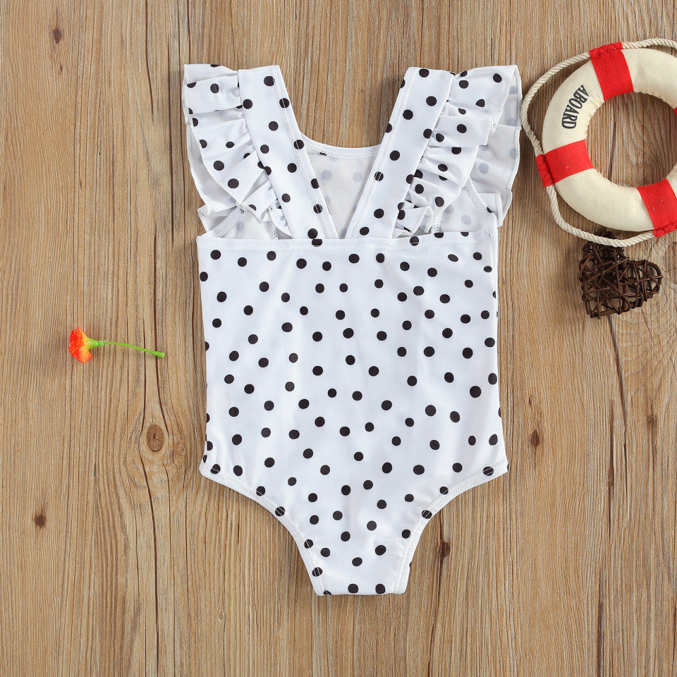 Costum de baie cu bulinute alb/negru Drool