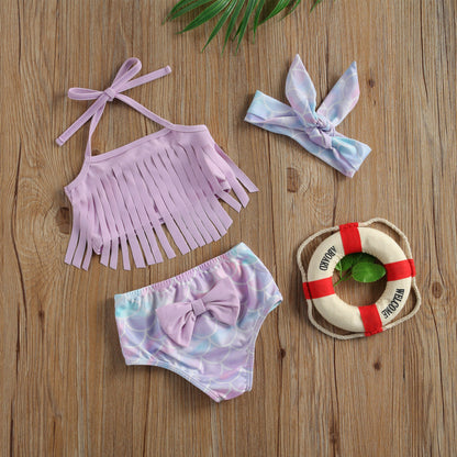 Costum de baie cu franjuri din 3 piese Drool