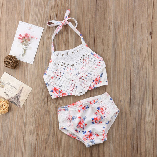 Costum de baie cu talie inalta si dantela Drool - Costume de baie copii