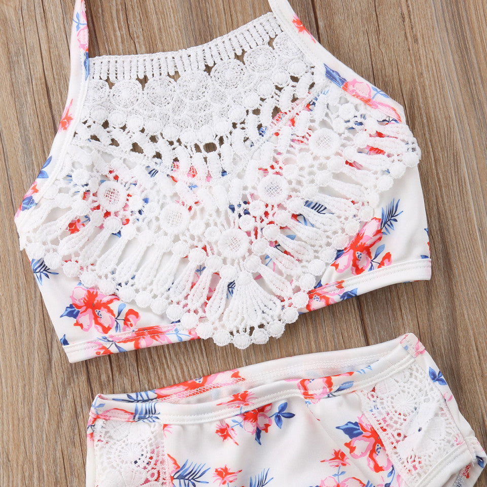Costum de baie cu talie inalta si dantela Drool