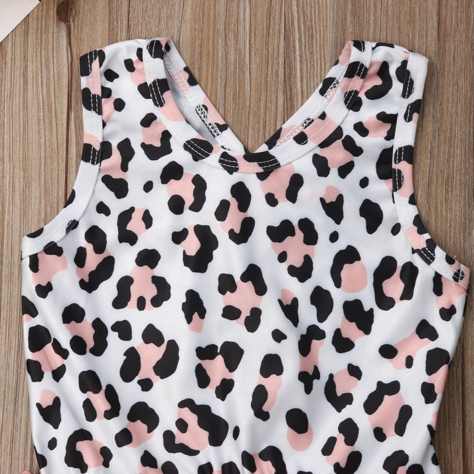 Costum de baie leopard roz cu volan Drool