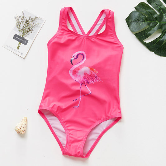 Costum de baie Roz bombon cu flamingo Drool - Costume de baie copii
