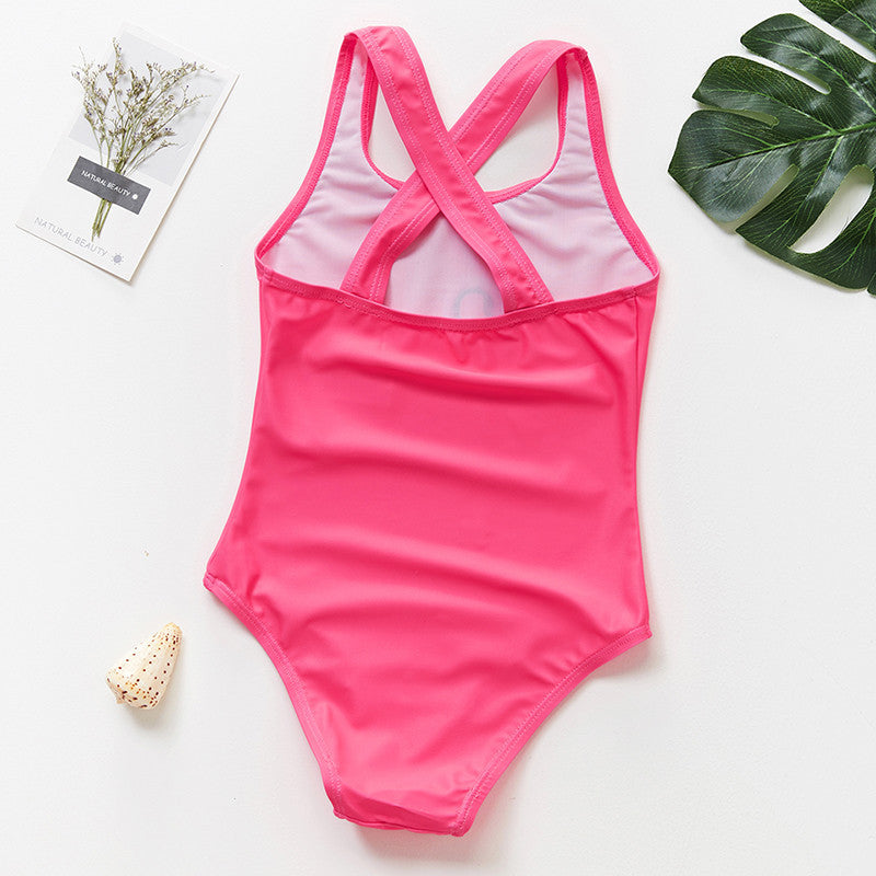Costum de baie Roz bombon cu flamingo Drool