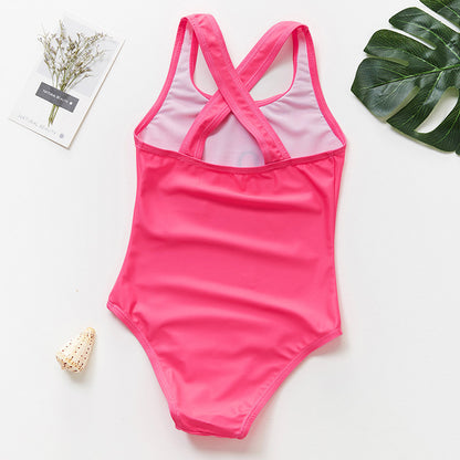 Costum de baie Roz bombon cu flamingo Drool