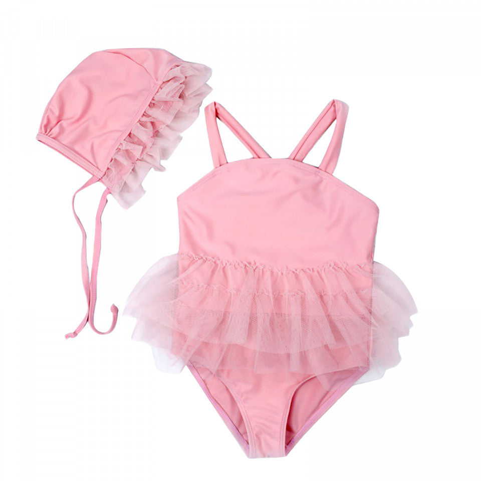 Costum de baie Roz cu caciulita Drool