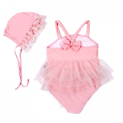 Costum de baie Roz cu caciulita Drool