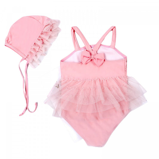 Costum de baie Roz cu caciulita Drool - Costume de baie copii